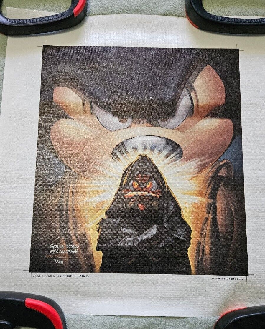 Disney Star Wars Greg McCullough Art Mickey Wan Vs Duck Maul LE Canvas Giclée 
