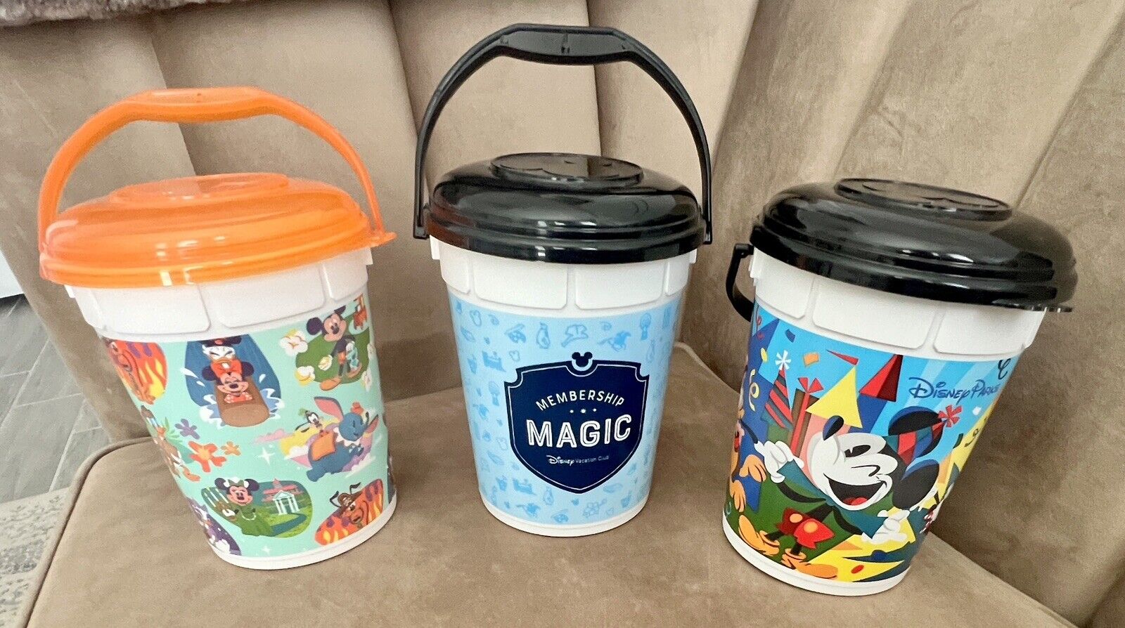 Lot of 3 WDW Walt Disney World Parks Popcorn Bucket