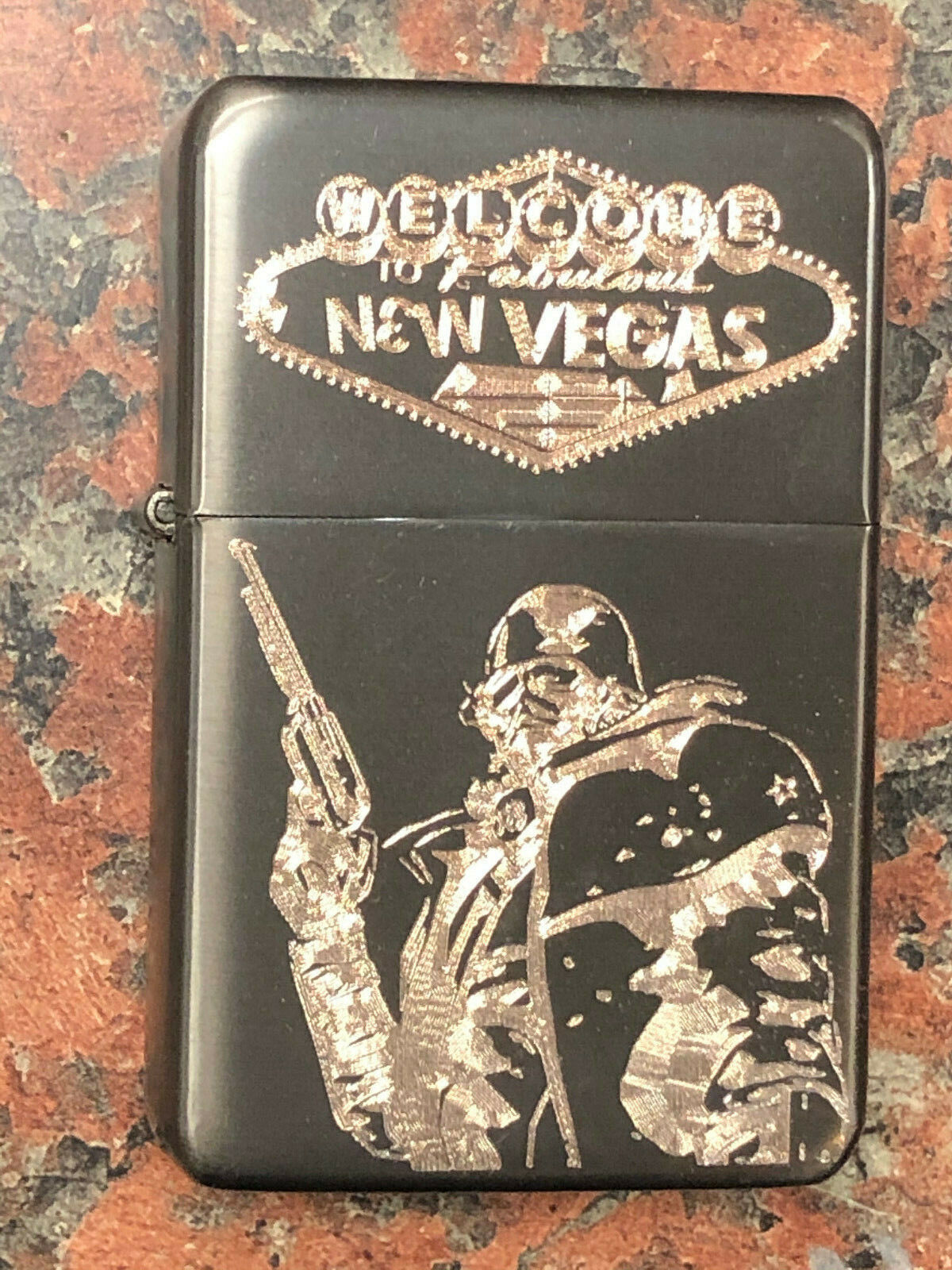 FALLOUT New Vegas LIGHTER *FREE ENGRAVING* with Gift Box gunmetal grey / gray