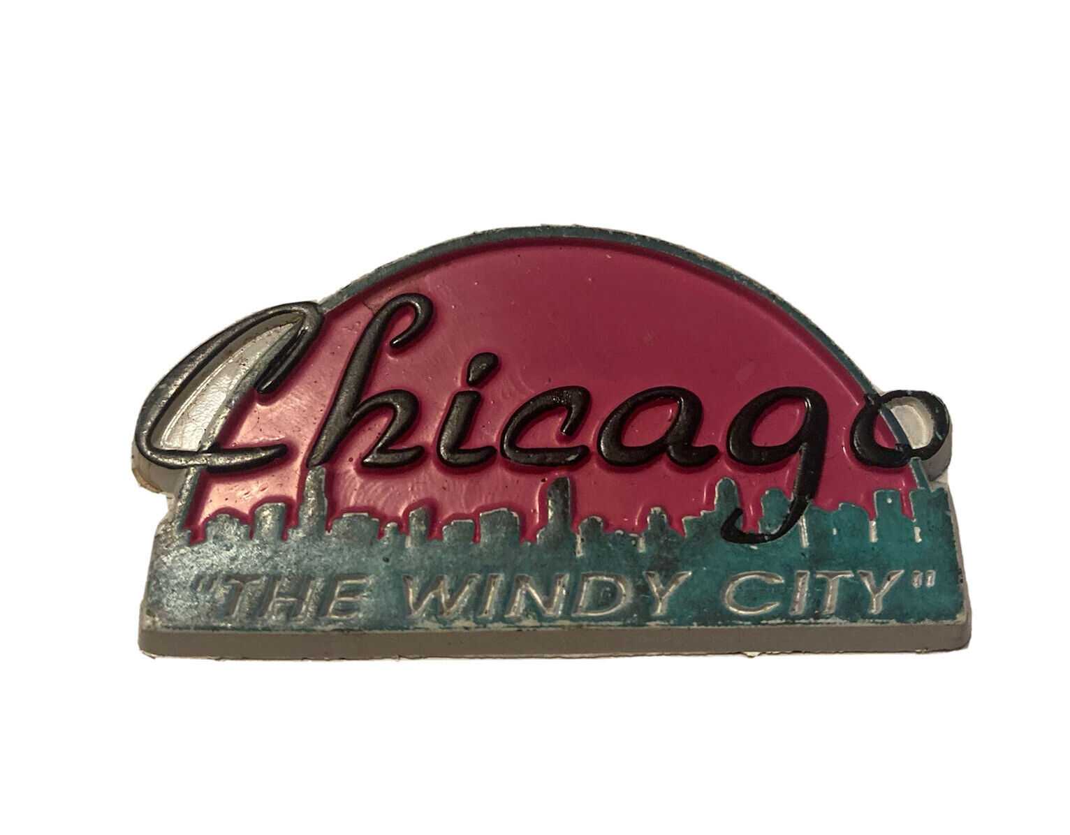 Vtg Chicago The Windy City,City skyline refrigerator fridge￼ magnet￼￼ Illinois ￼
