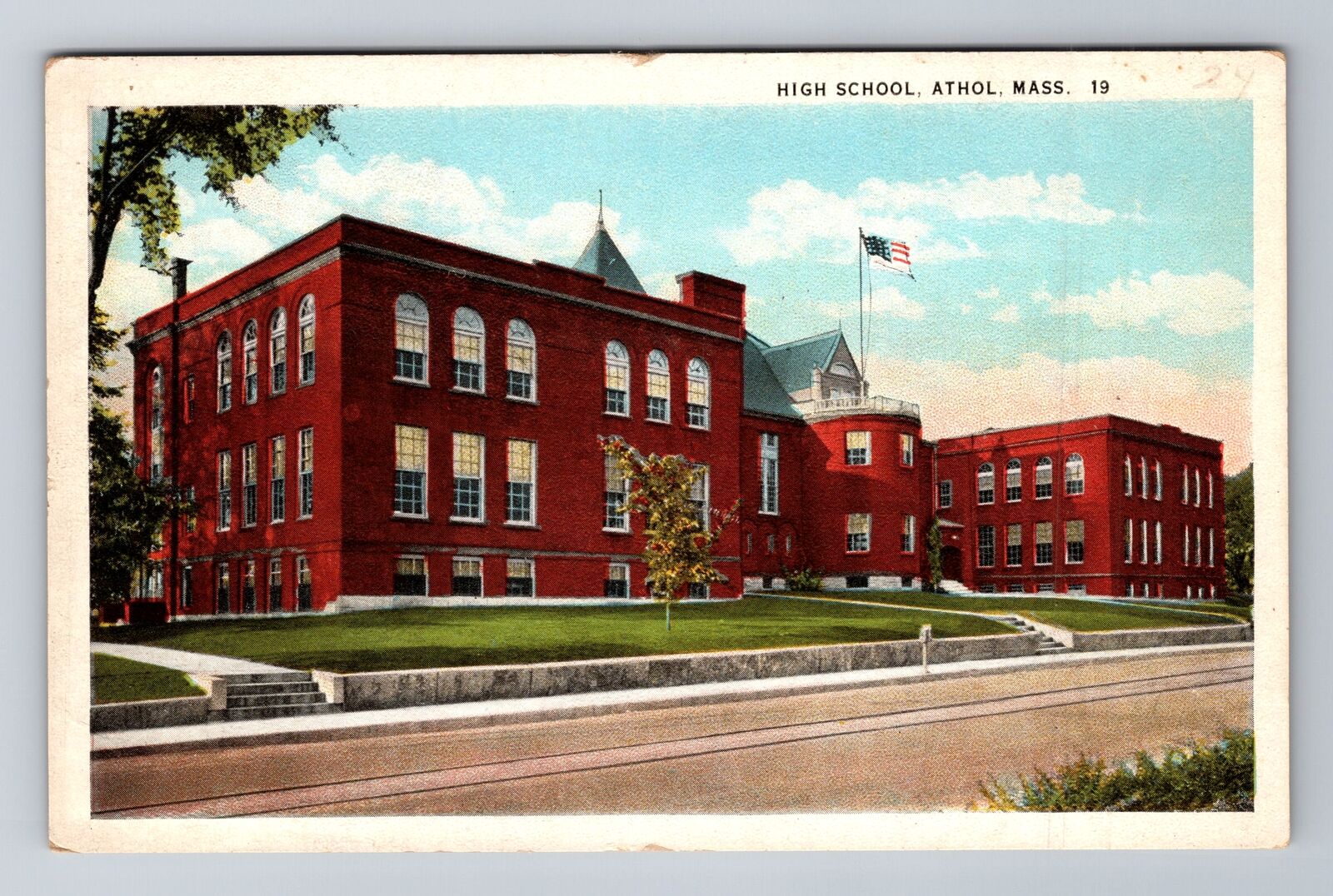 Athol MA-Massachusetts, High School, Antique, Vintage Souvenir Postcard