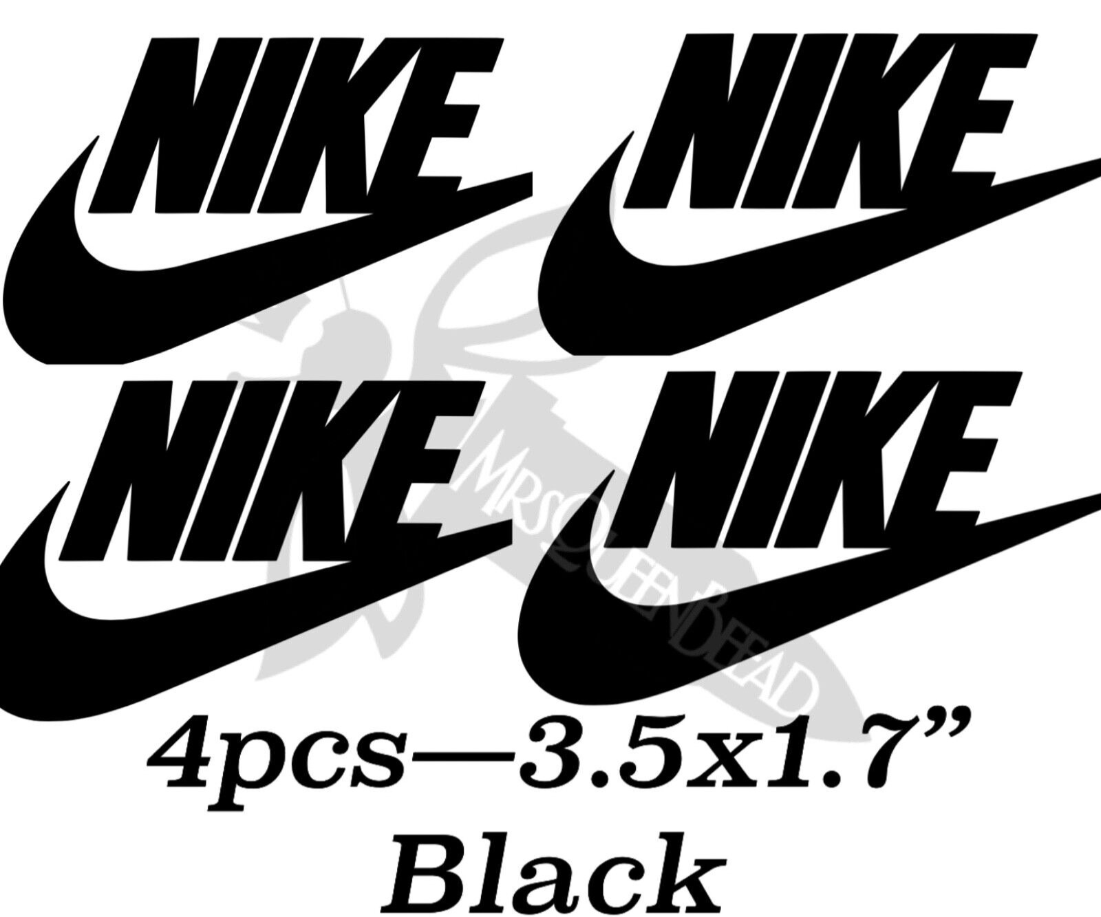 4pc Lot Iron On BLACK 🖤 HTV Nike Name Brand Tic 3.5x1.7” Easy To Apply DIY x4