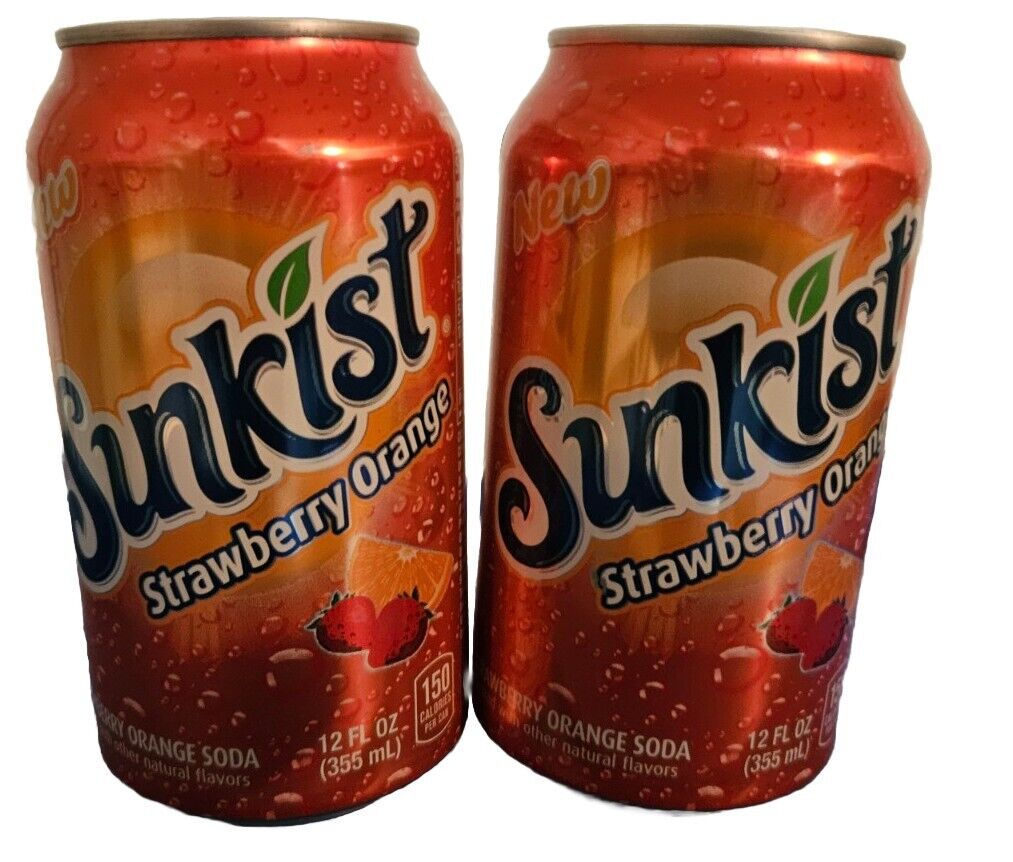 2x Sunkist Strawberry Orange 12oz Cans Limited Edition 2024