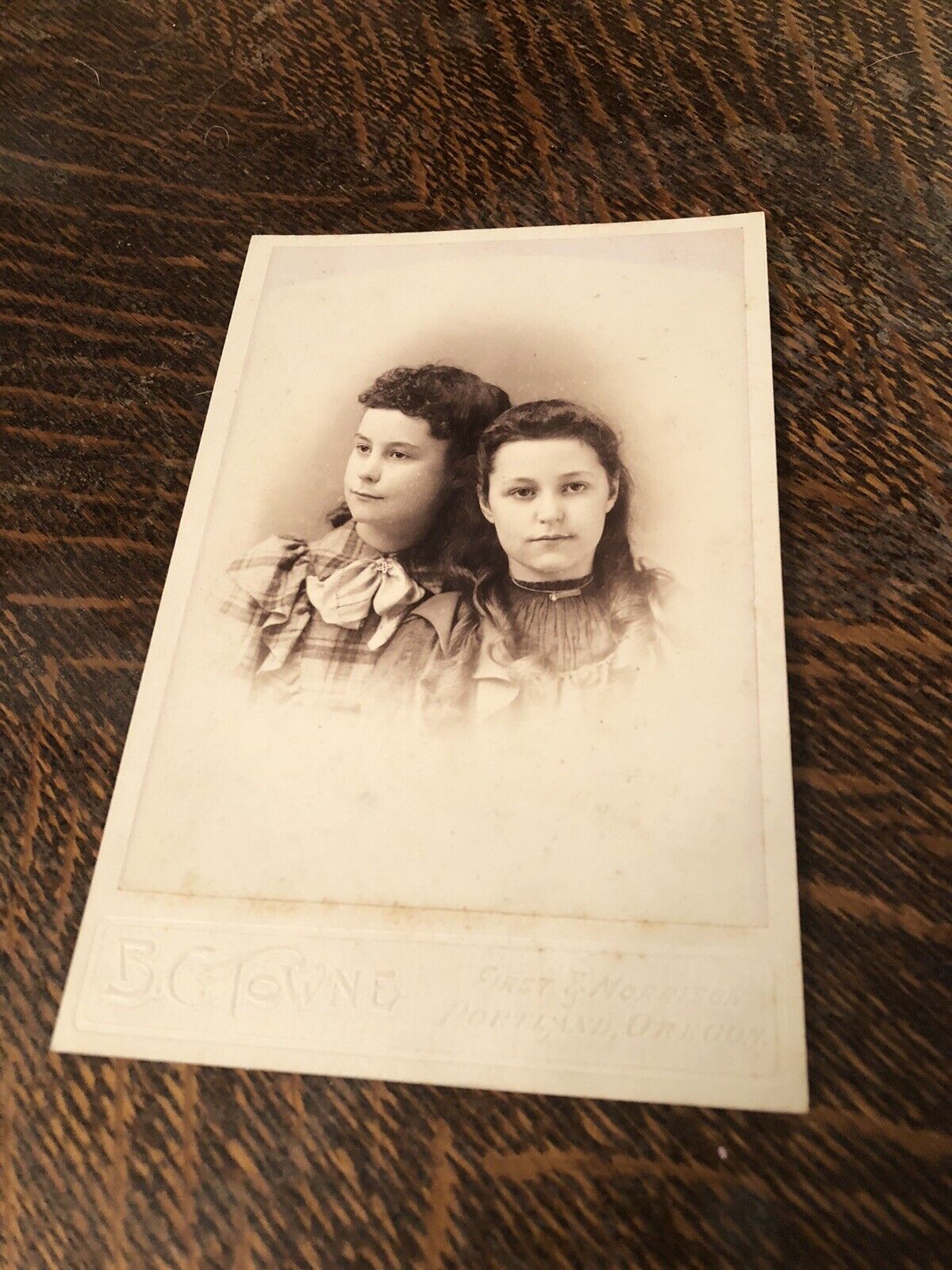 Antique Cabinet Photo Young Girls Victorian Headshots Portland Oregon