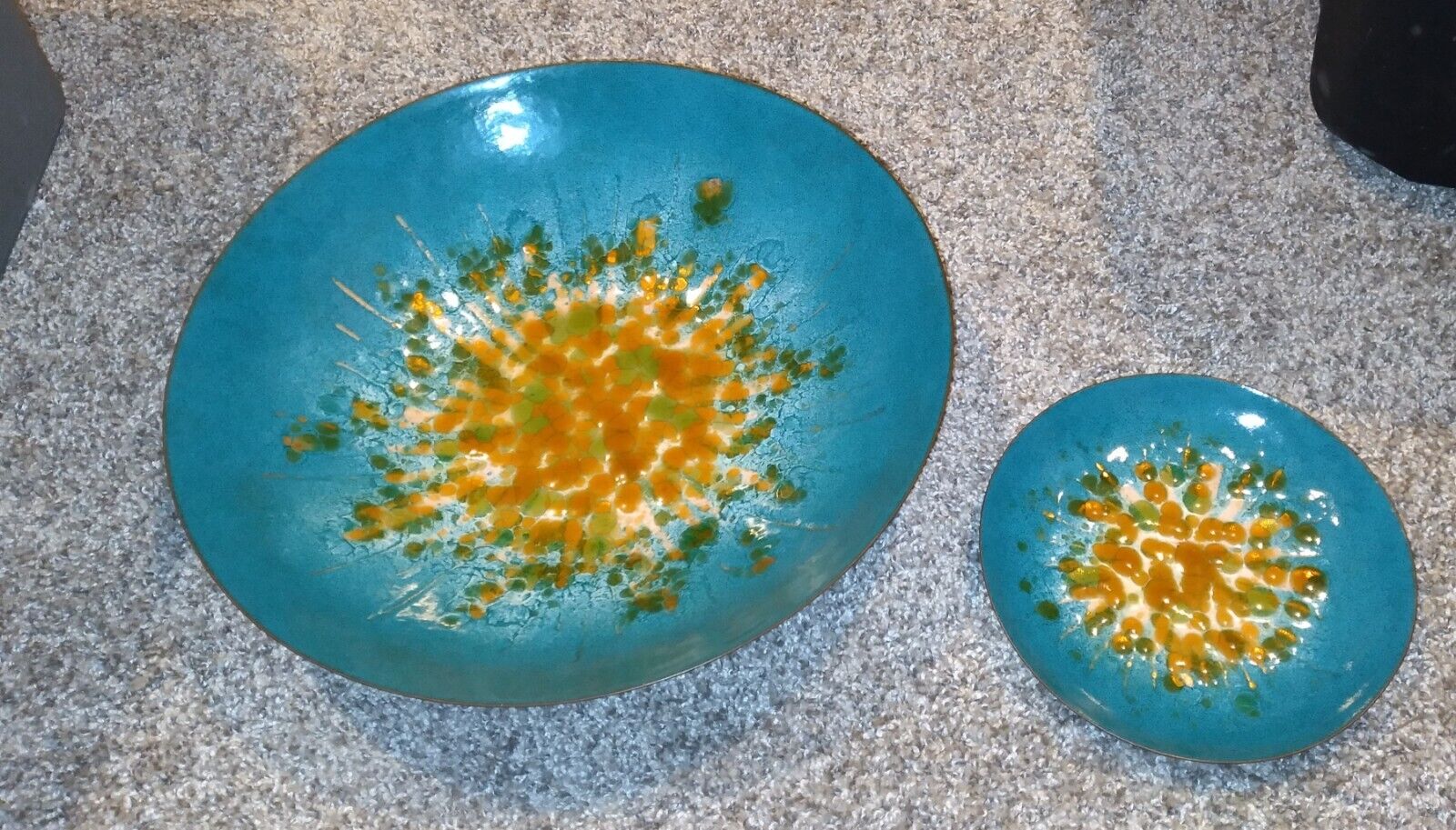 Vintage Convivial Ware Enamel On Copper Bowl and Plate by Mesick Studios...