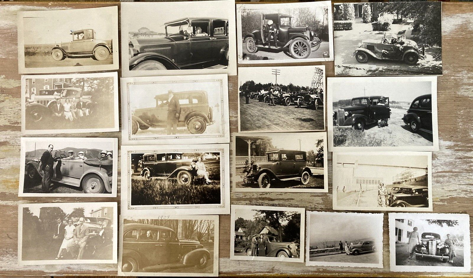 Vintage b/w photographs snapshots old cars 1920\'s 1930\'s Packard Chevy Pontiac