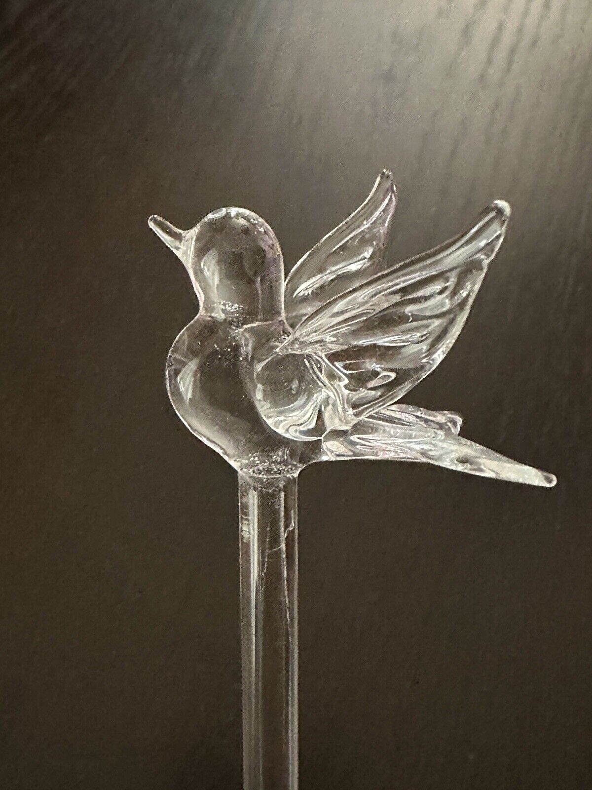 NWOT Vintage Princess House Crystal Glass Bird Swizzle Stick Stirrer 9” NEW