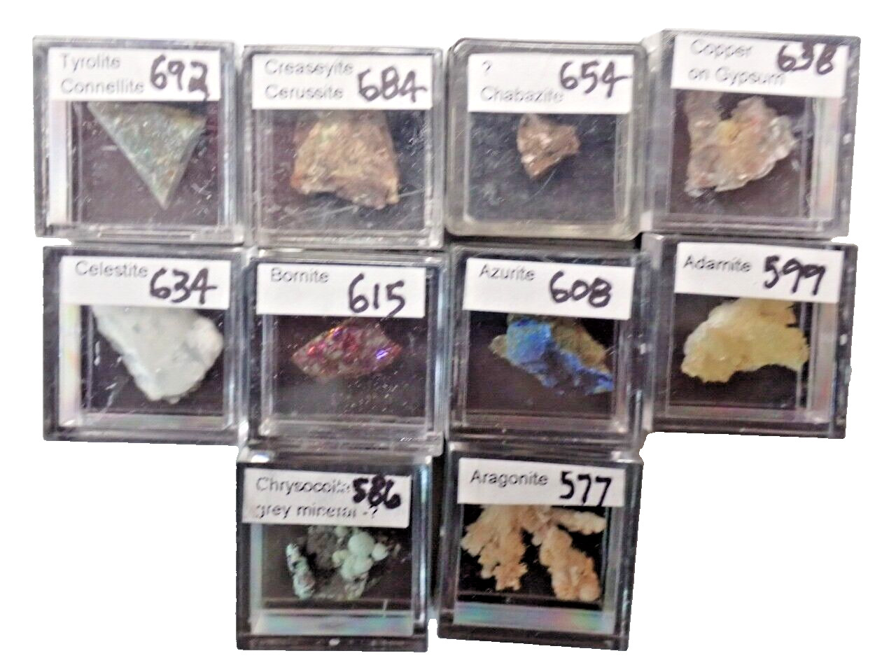 Micromount Mineral Lot MMA3-10 Fine Specimens in Acrylic Boxes-Visit eBay Store