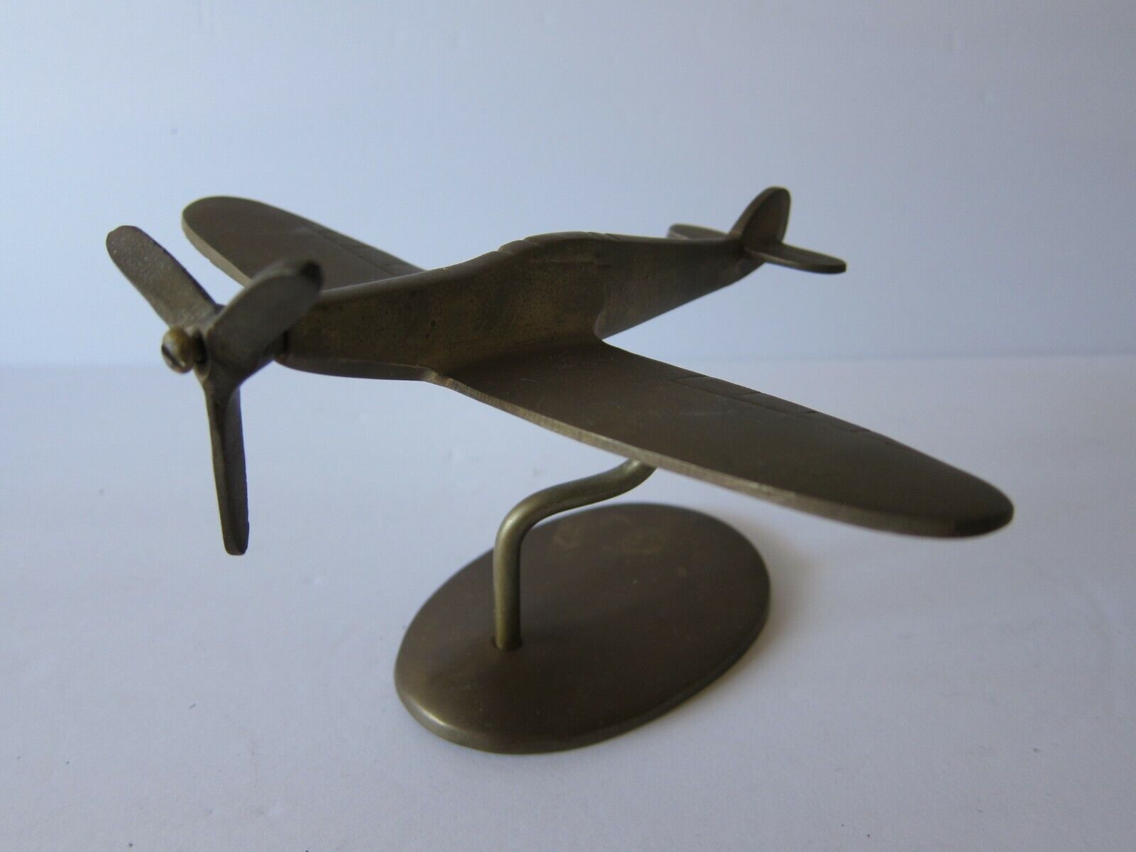 Vintage WWll Military Trench Art Brass Bullet Airplane British Spitfire