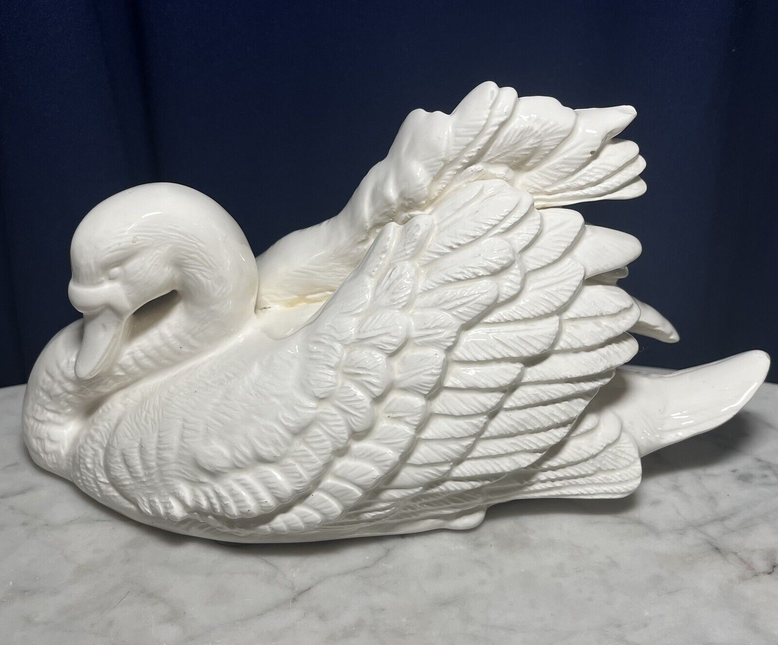 Vintage Ceramic Musical Swan, Home Decorative Bird Figurine