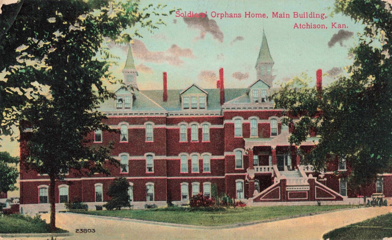 Atchison KS Kansas, Soldiers\' Orphans Home Building, Vintage Postcard