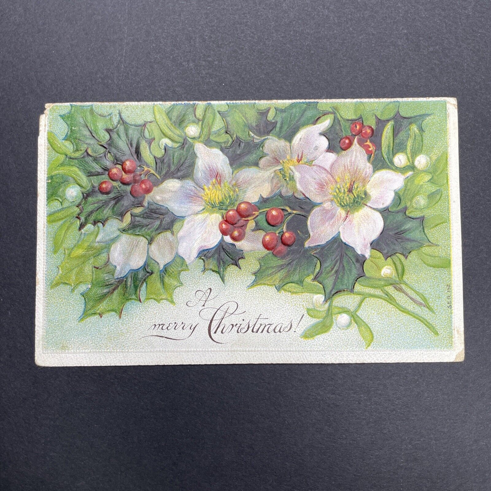 Antique 1908 Christmas Postcard To Master Warden John Campbell With Stamp V2336