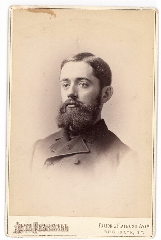 Man w Well Groomed Beard antique Brooklyn New York Cabinet Photo