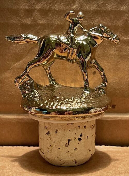 Blanton’s Bourbon Whiskey Cork Bottle Stopper w/Race Horse & Jockey Gold 'S'