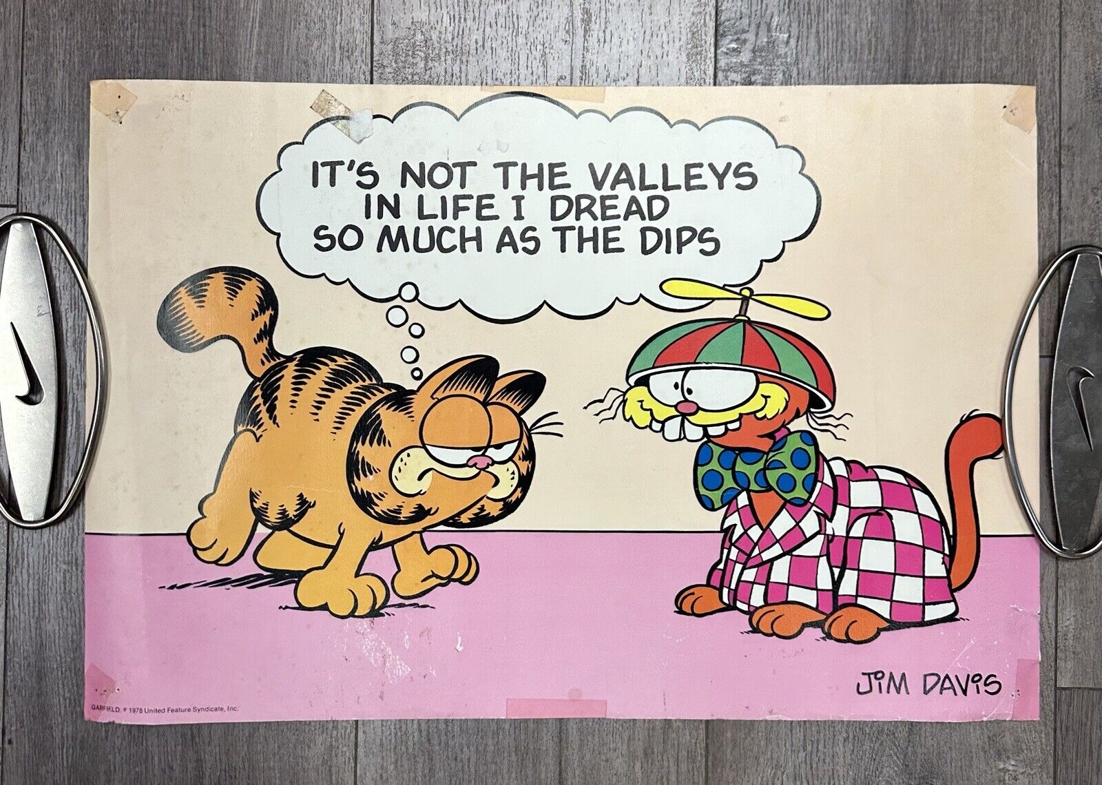 Vintage Jim Davis 1978 Garfield Poster Valleys and Dips 14×21 ARGUS Used