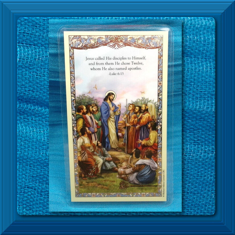 Christ with the Apostles Evangelization Prayer LAMINATED Holy Card GILDED GOLD❤️