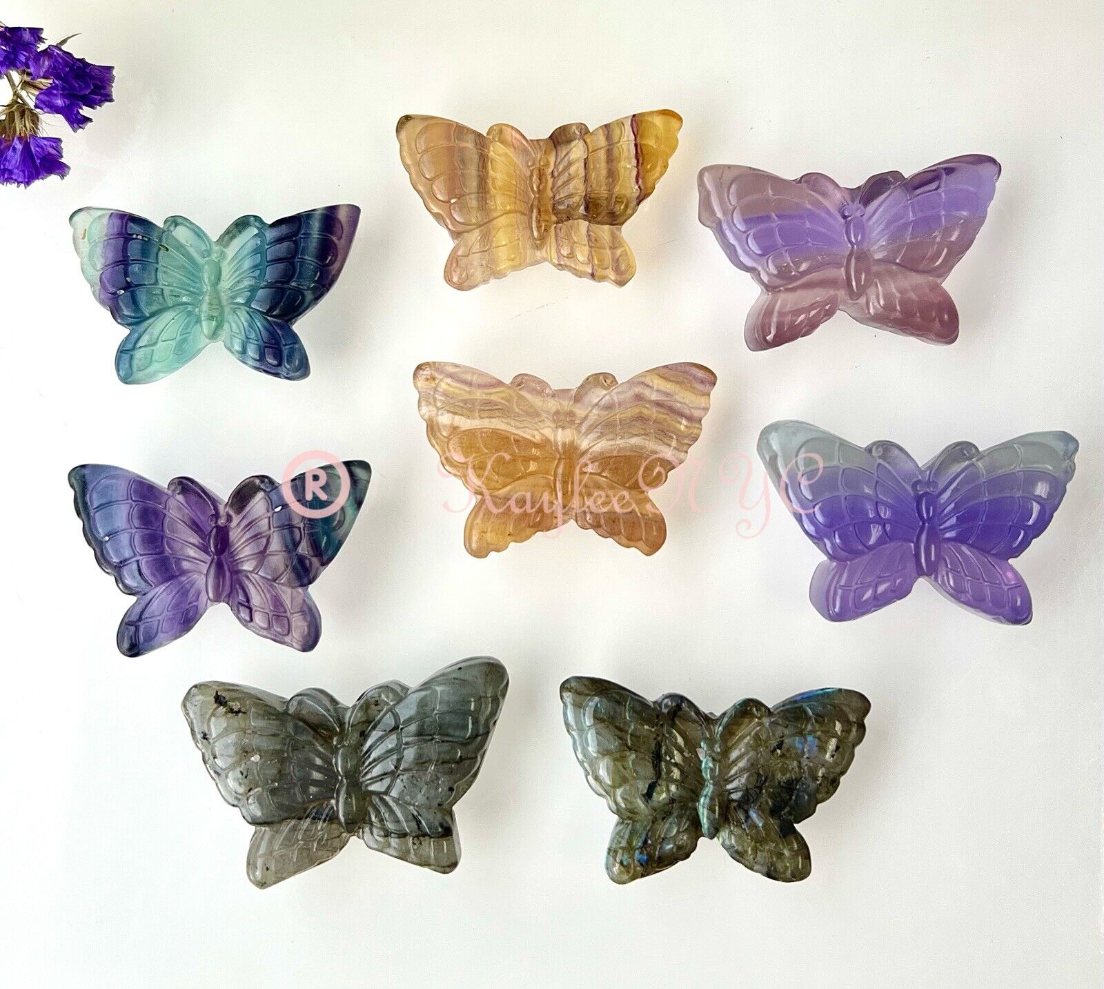 Wholesale Lot 8 PCs  Natural Crystal Butterflies 🦋 Crystal Healing Energy