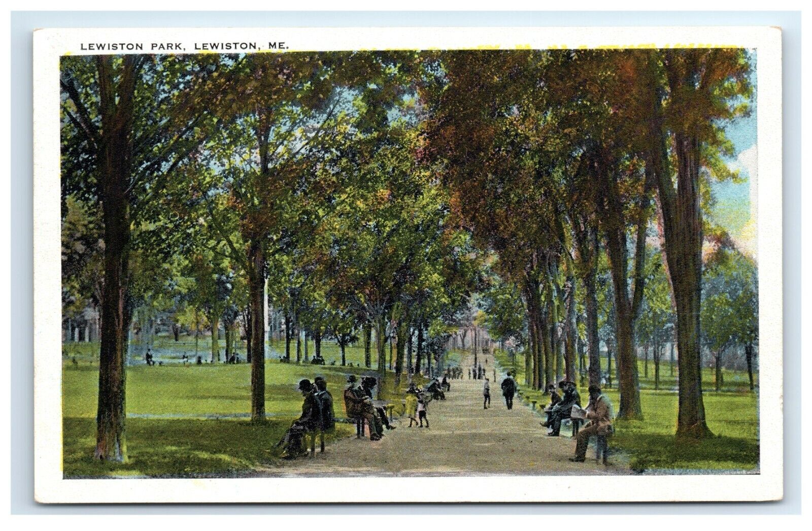 Postcard Lewiston Park, Lewiston ME Maine G19