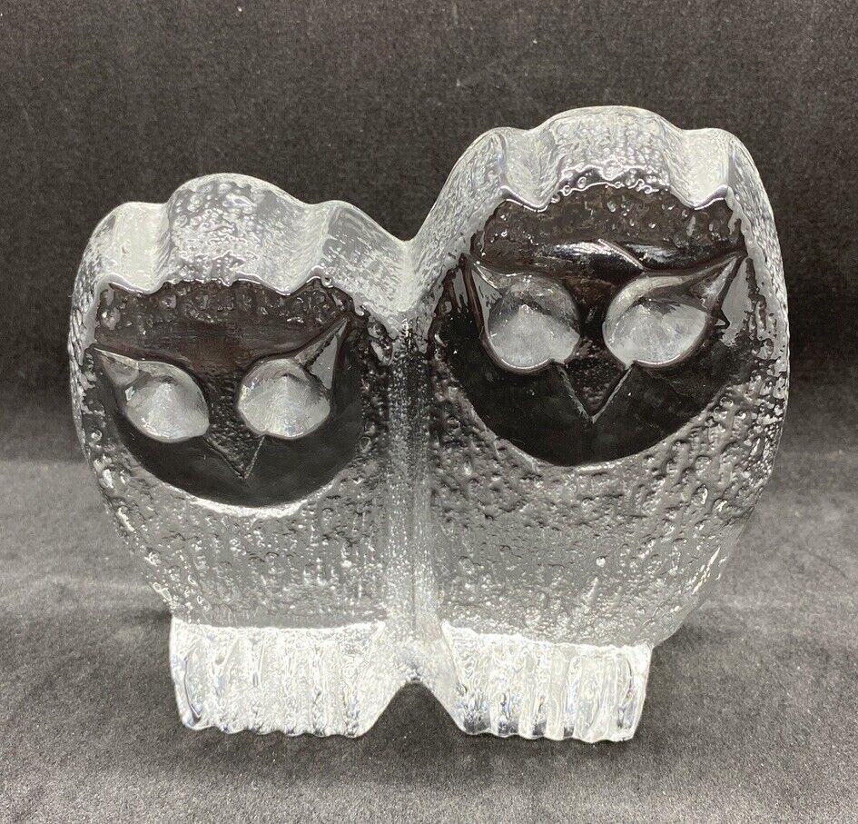 Cute Owl Pair Clear Glass Sculpture PLEASE READ ENTIRE DESCRIPTION