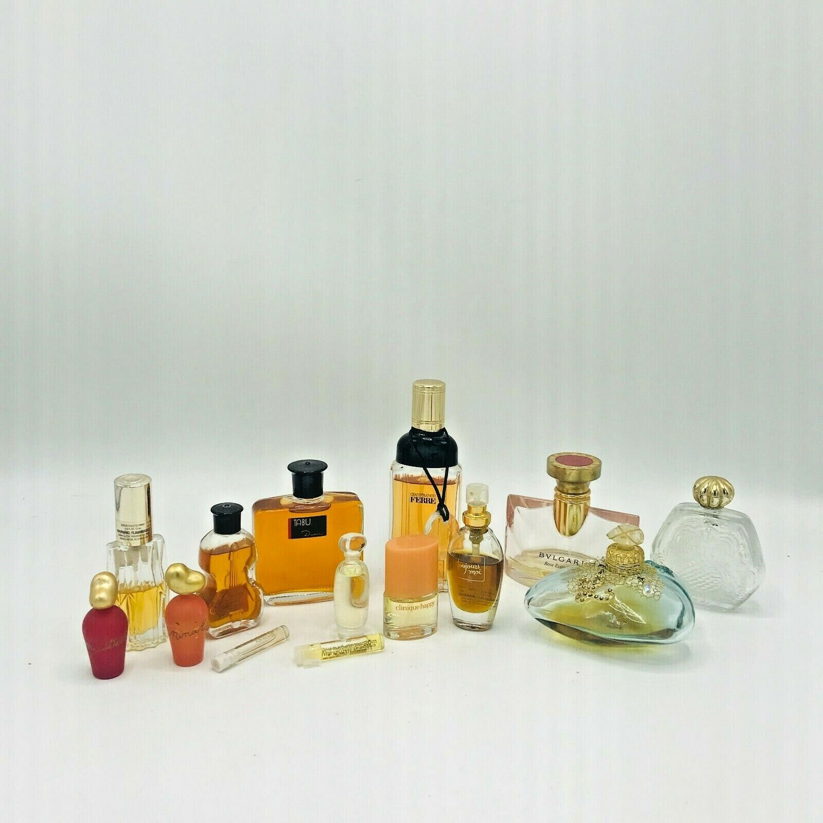 Perfume Lot 14 Bottles Bulgari Tabu Nina Ricci Estee Lauder Gianfranco JE 