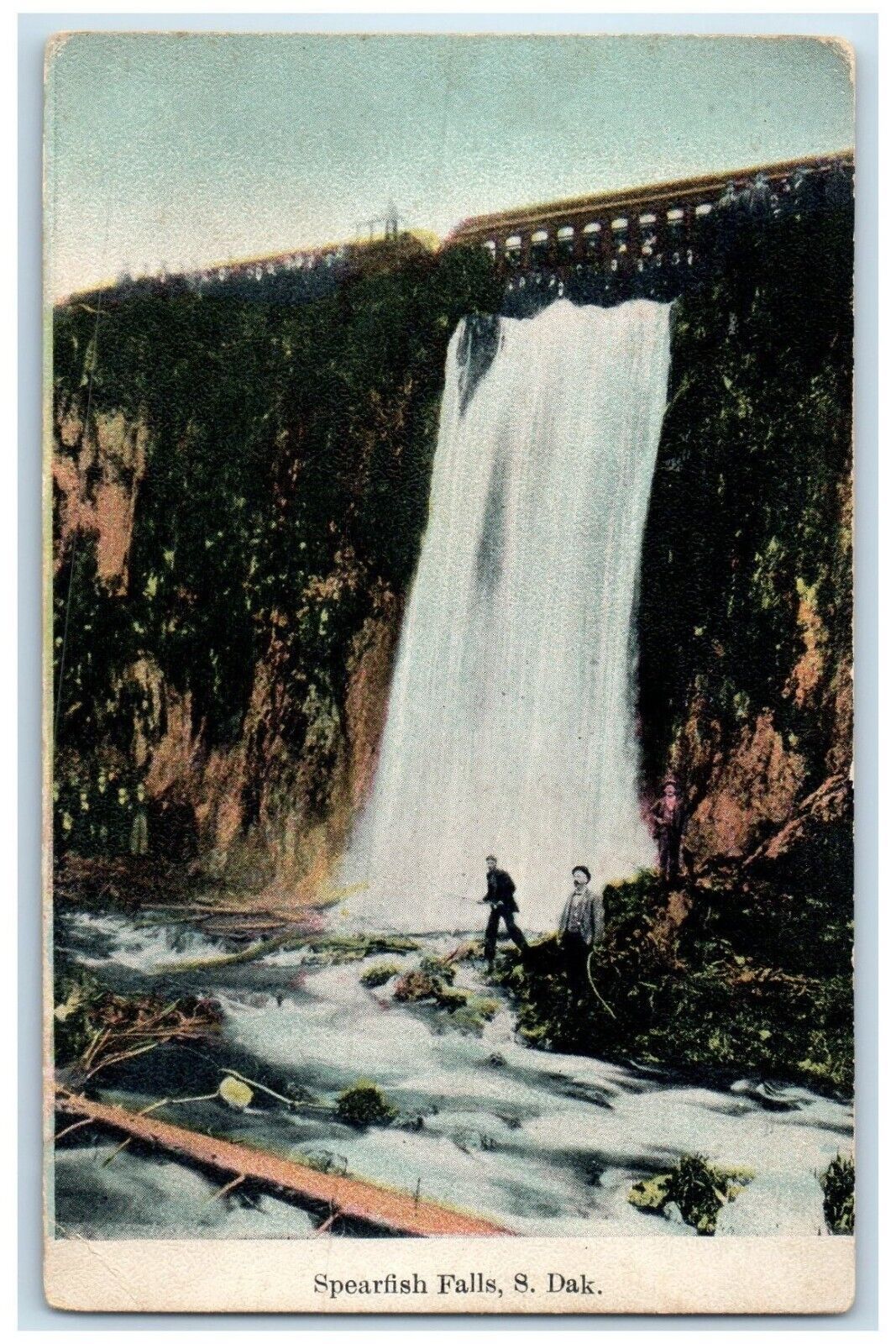 1914 View Of Spearfish Falls South Dakota SD, Waterfalls Posted Antique Postcard