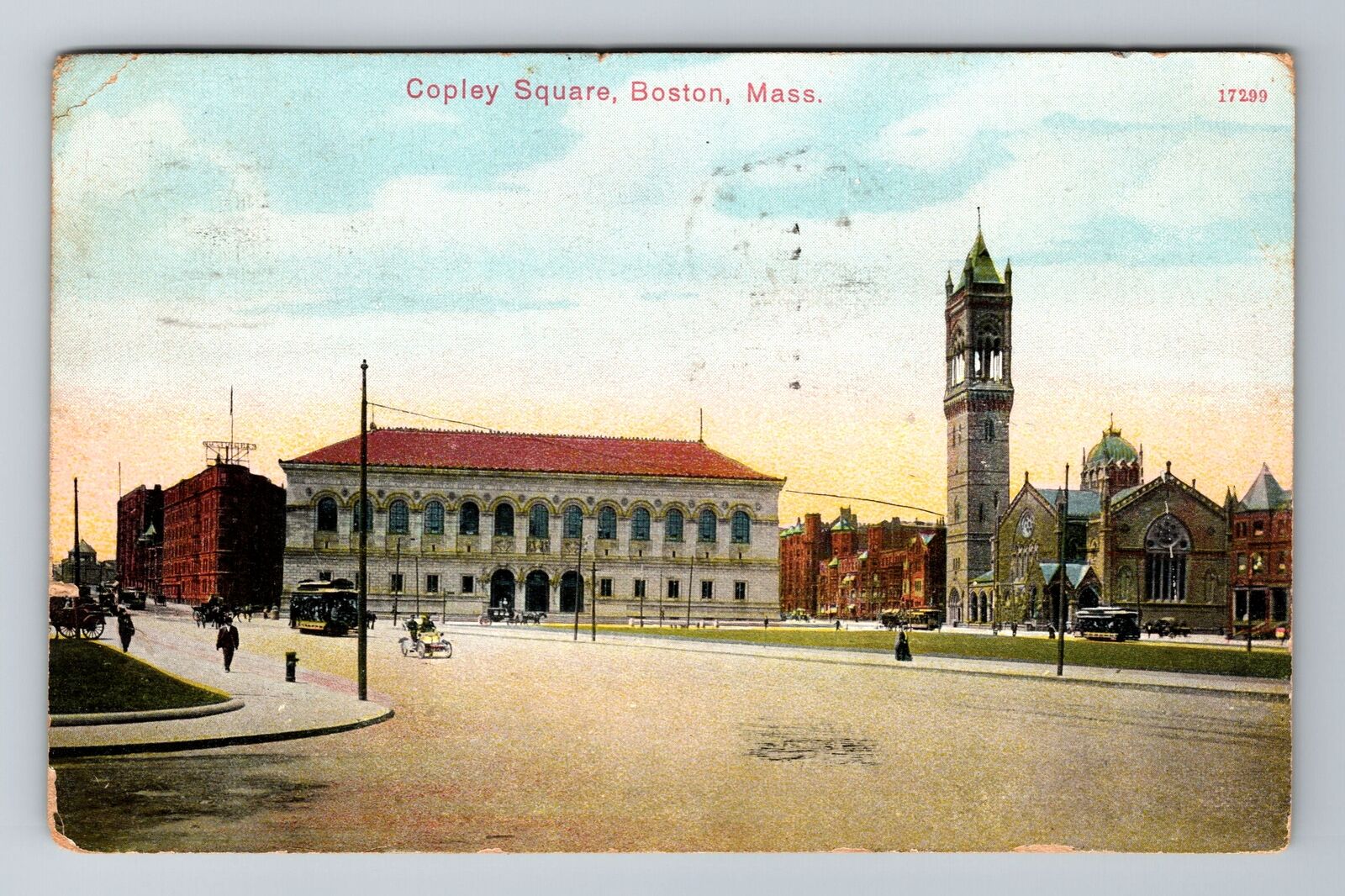 Boston, MA-Massachusetts, Copley Square Antique c1909, Vintage Souvenir Postcard