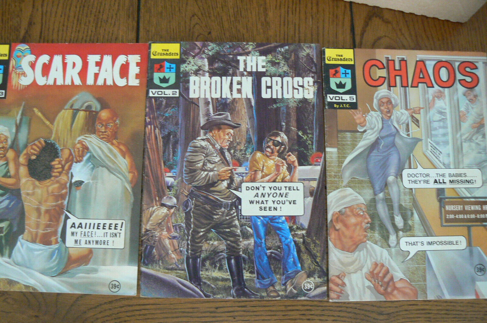 Lot of 3 The Crusaders Christian Comic Books  Chaos Scar Face The Broken Cross