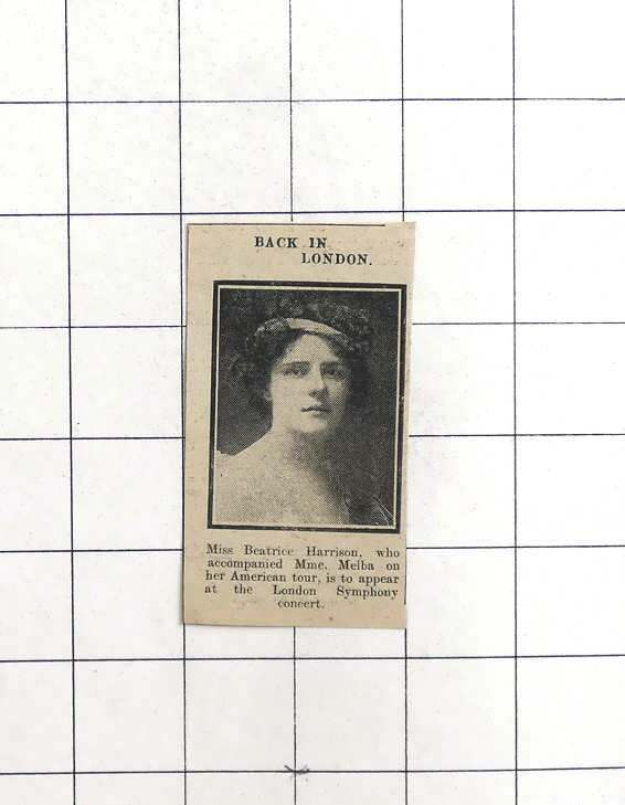 1916 Miss Beatrice Harrison To Appear At The London Symphony Concert