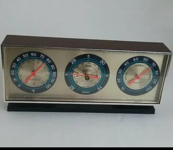 VTG Springfield Instrument Co Desktop Thermometer Barometer Humidity Gauge Works
