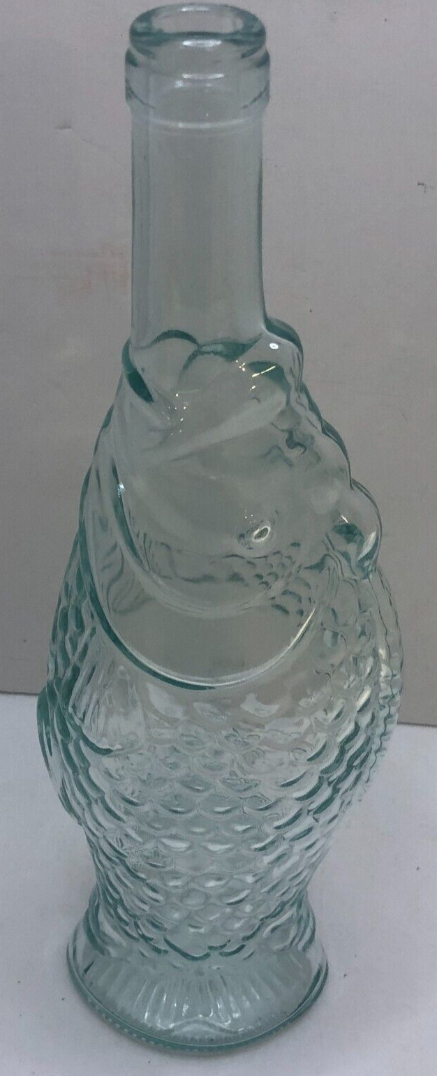 Fish Shaped Wine Bottle,Vintage Italy Collectable Clear Detailed Fish Bottle 13\
