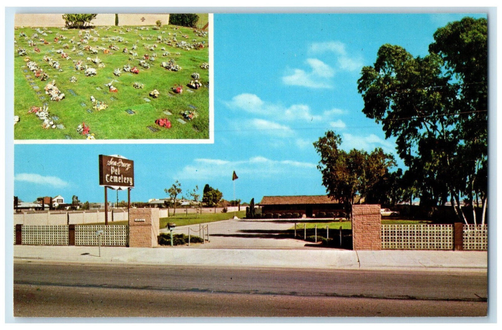 c1960's Sea Breeze Pet Cemetery Huntington Beach California CA Postcard