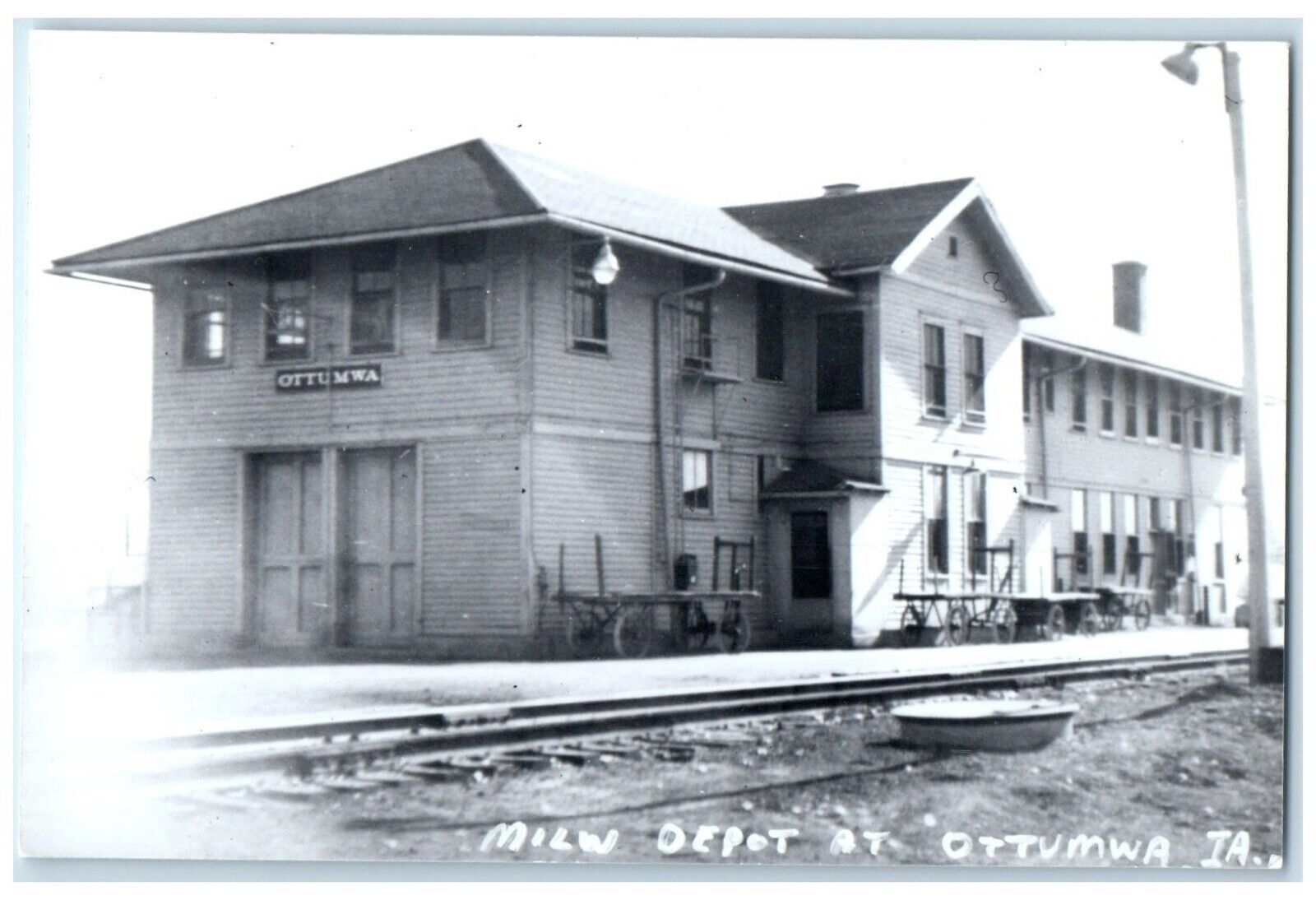 c1960's MILW Depot Ottumwa Iowa Railroad Train Depot Station RPPC Photo Postcard
