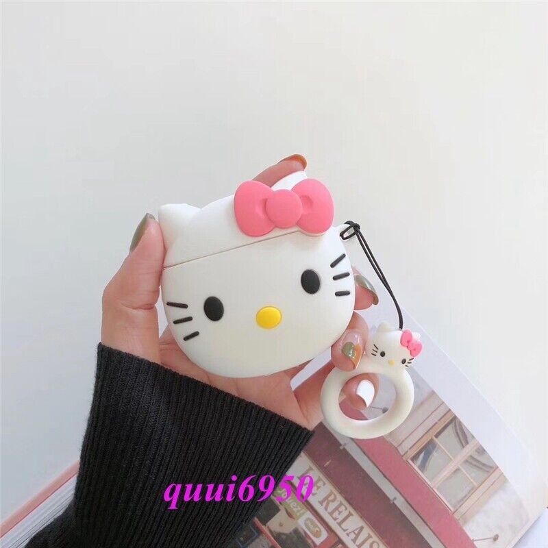 Cute Pink Hello Kitty Silicone Case Cover for Airpods 1/2 Protector Shockproof