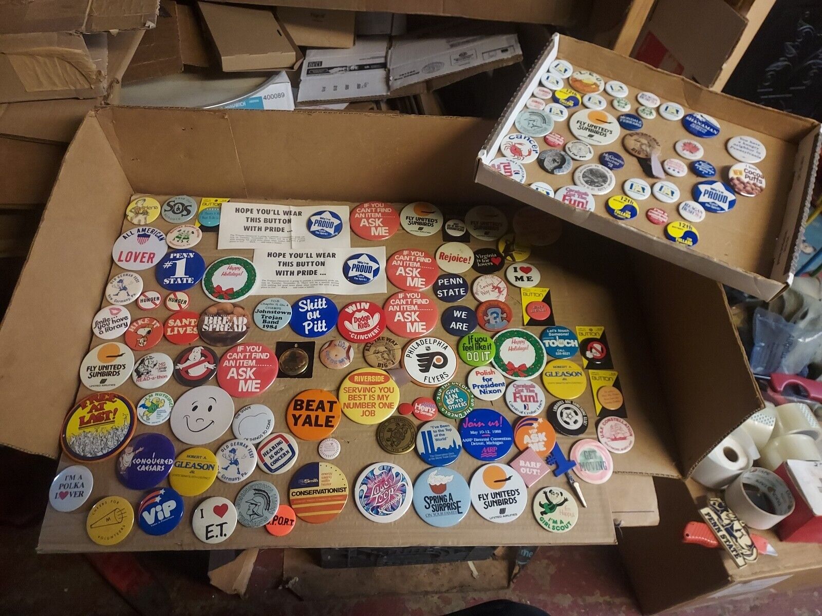 Lot Of 125 1970s 80s Button Pinback Political Advertising Olympics Look
