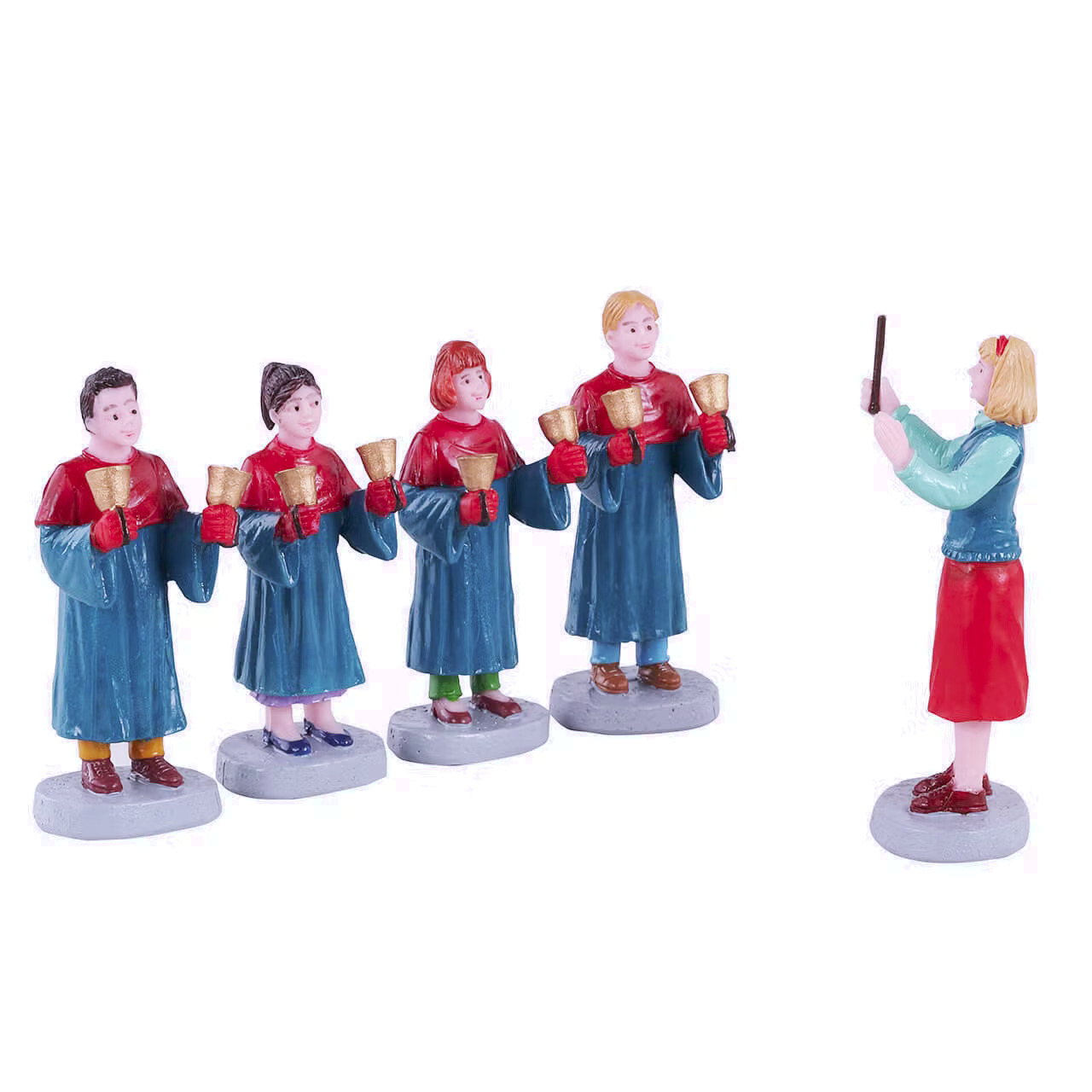 Lemax 2021 Handbell Choir General Products #12020 Holiday Cheer Red Blue Gowns