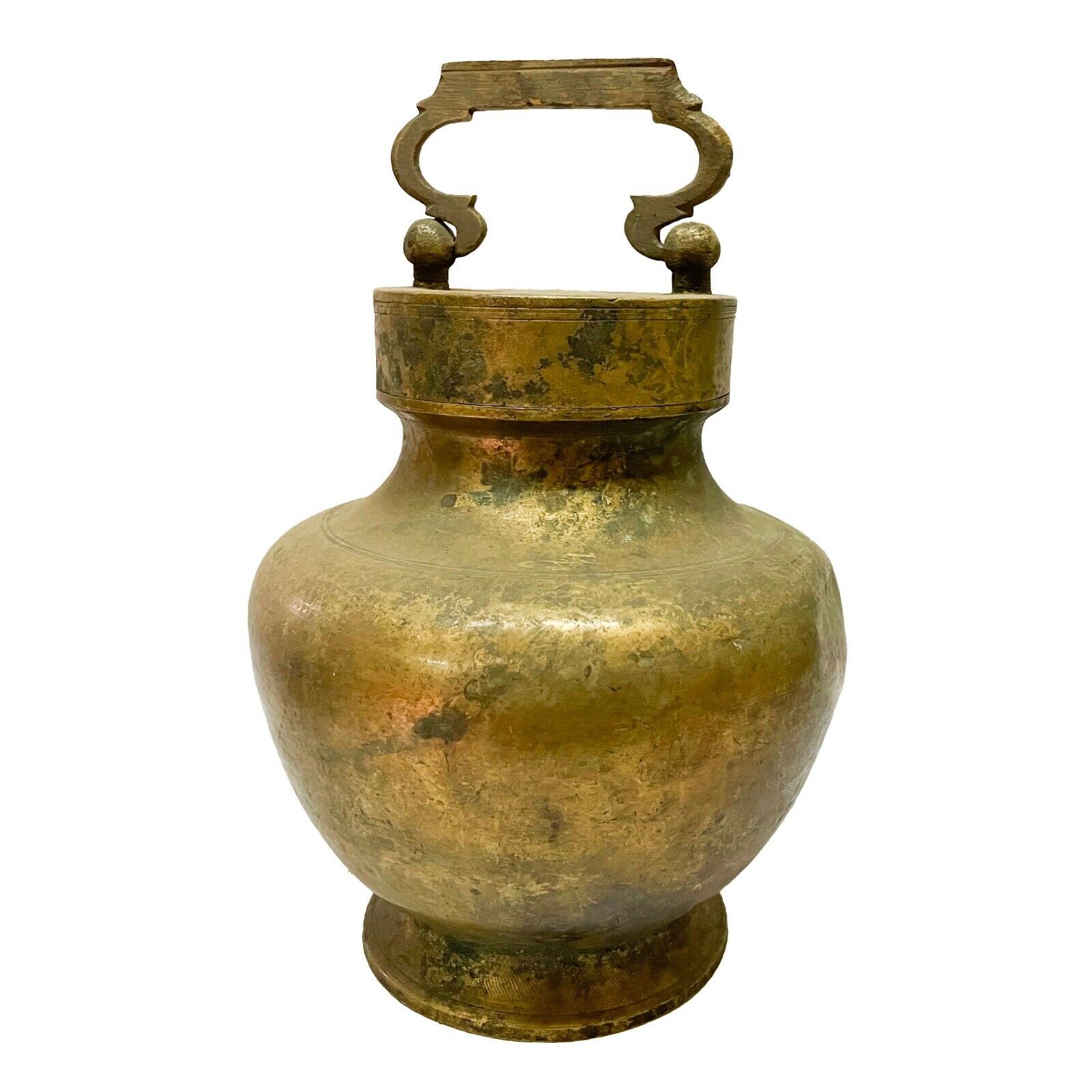 80+ Years Old Genuine Handmade Brass Tibetan Vase Vessel from Nepal Collectible