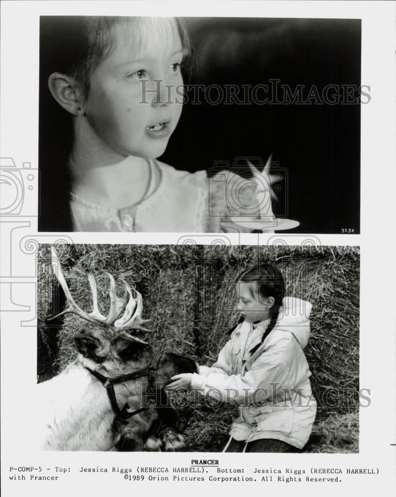 1989 Press Photo Actress Jessica Riggs with Reindeer in \