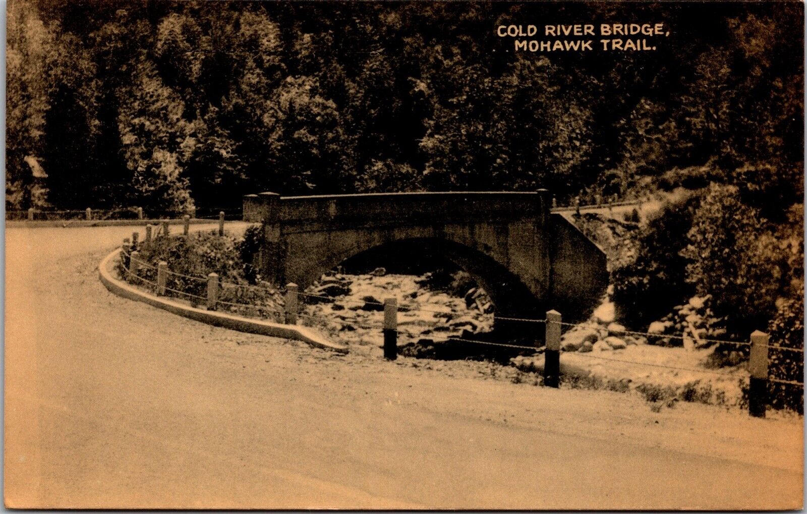 Vtg Massachusetts MA Cold River Bridge Mohawk Trail Collotype View Postcard