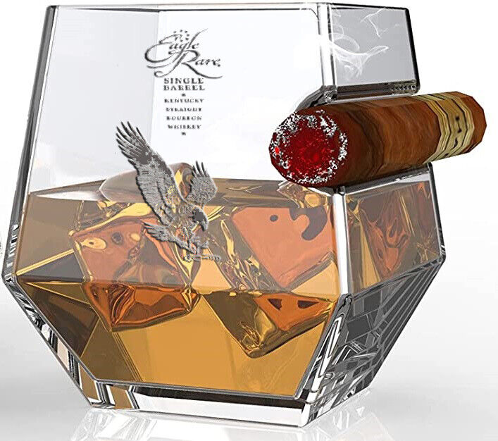 EAGLE RARE 10 YEAR OLD KENTUCKY STRAIGHT BOURBON Whiskey Glass W/Cigar Holder