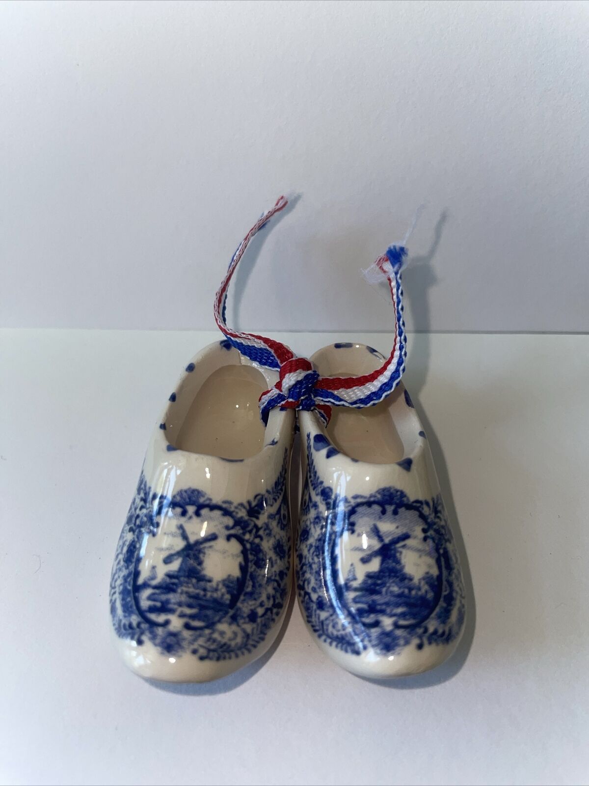 Collectible Vintage Handmade Delft Blue & White 2” Ceramic Dutch Clogs