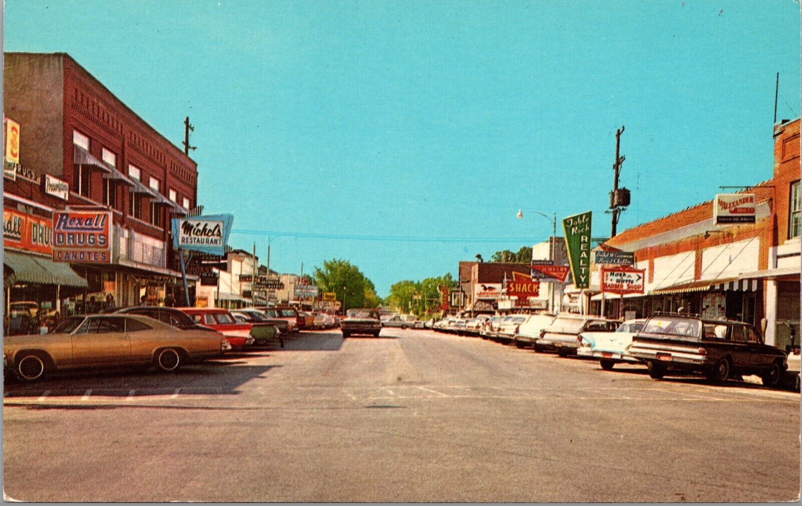 Postcard Commercial Street in Branson, Missouri~136130