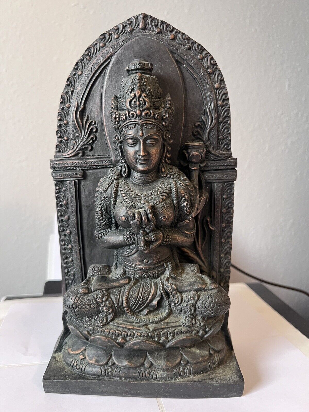 Antique Old Handmade Bronze Guru Rinpoche Padmasambhava with Dakini Nepal