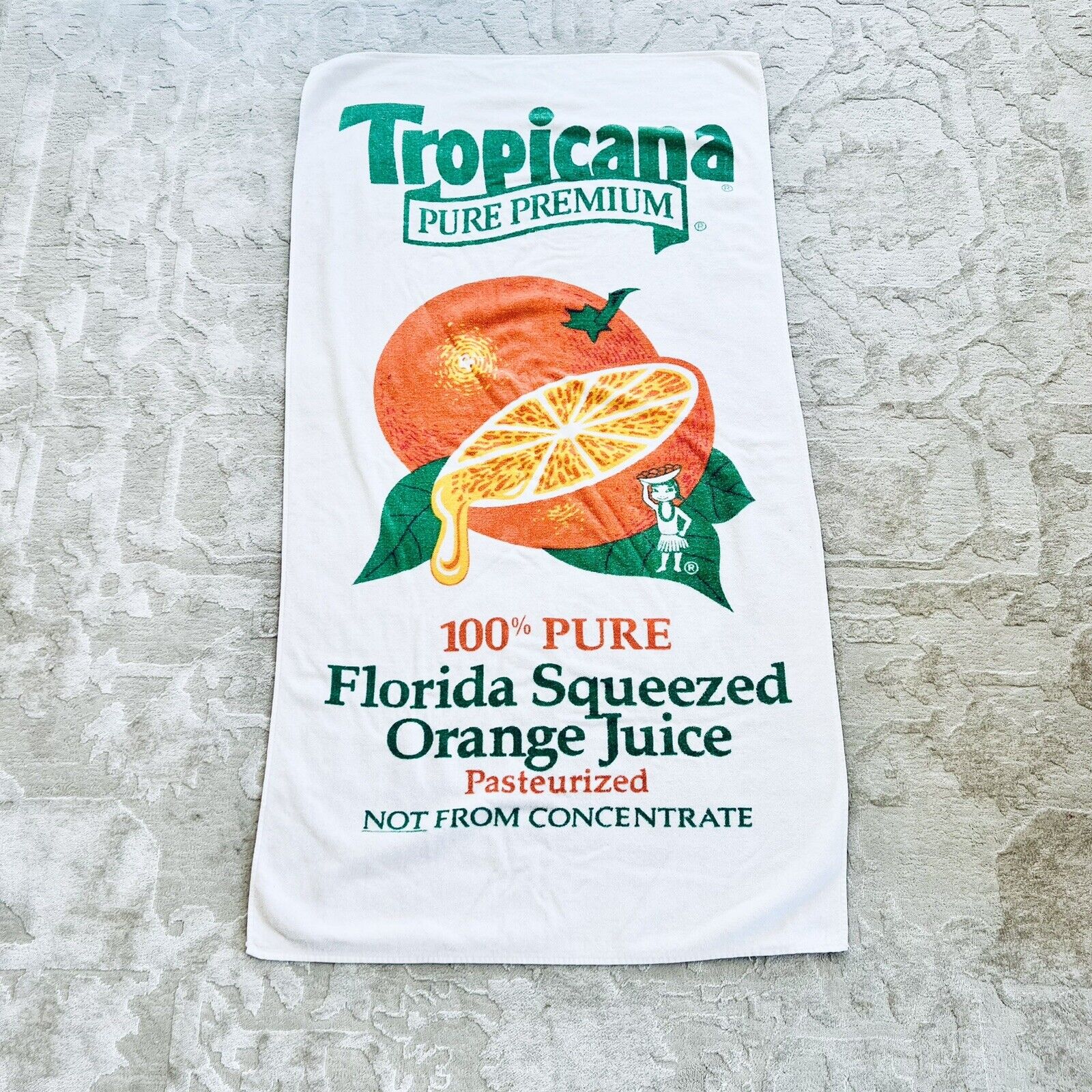 Vintage Tropicana Orange Juice Beach Towel 26” X 54” Florida Premium OJ