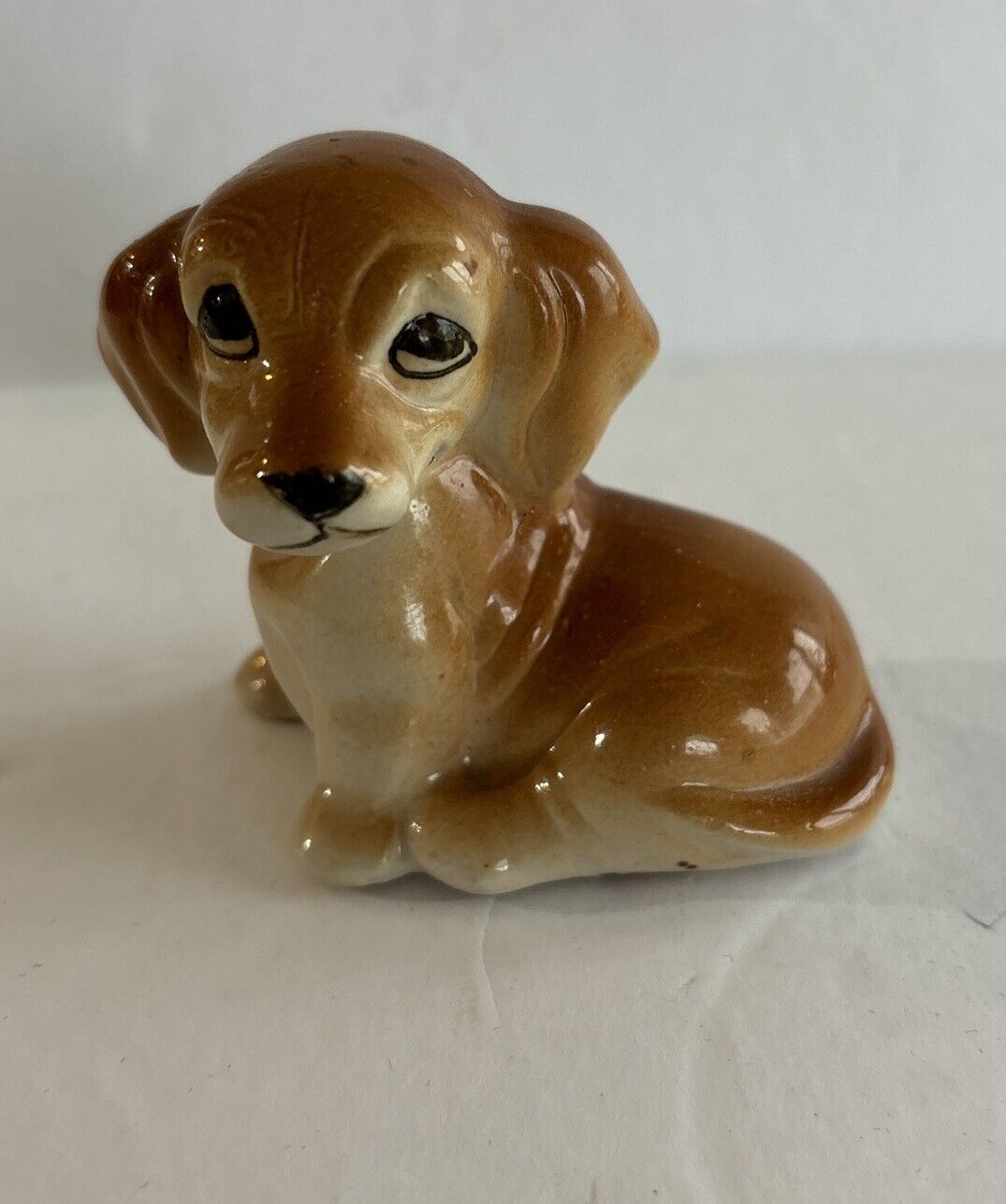 Vintage Dachshund Sitting Puppy Dog Ceramic Figurine