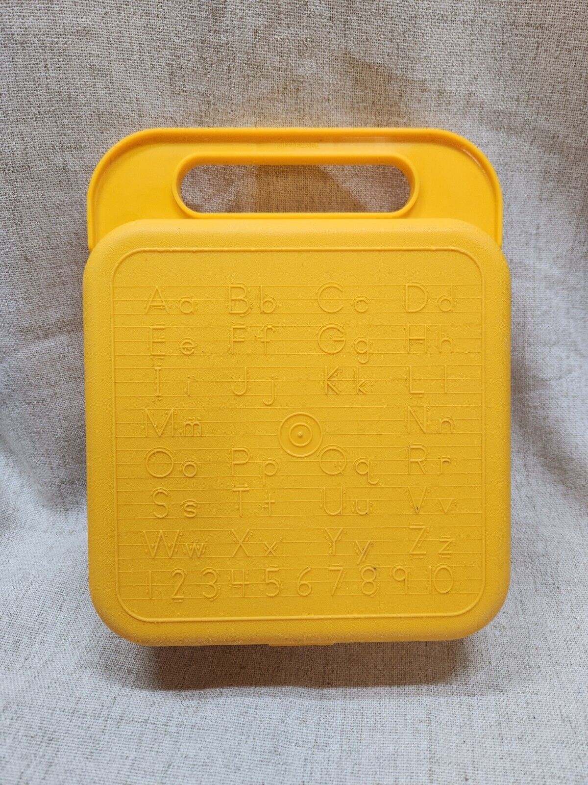 Vintage Tupperware Alphabet Stencil Case Yellow Lunch Box 1407