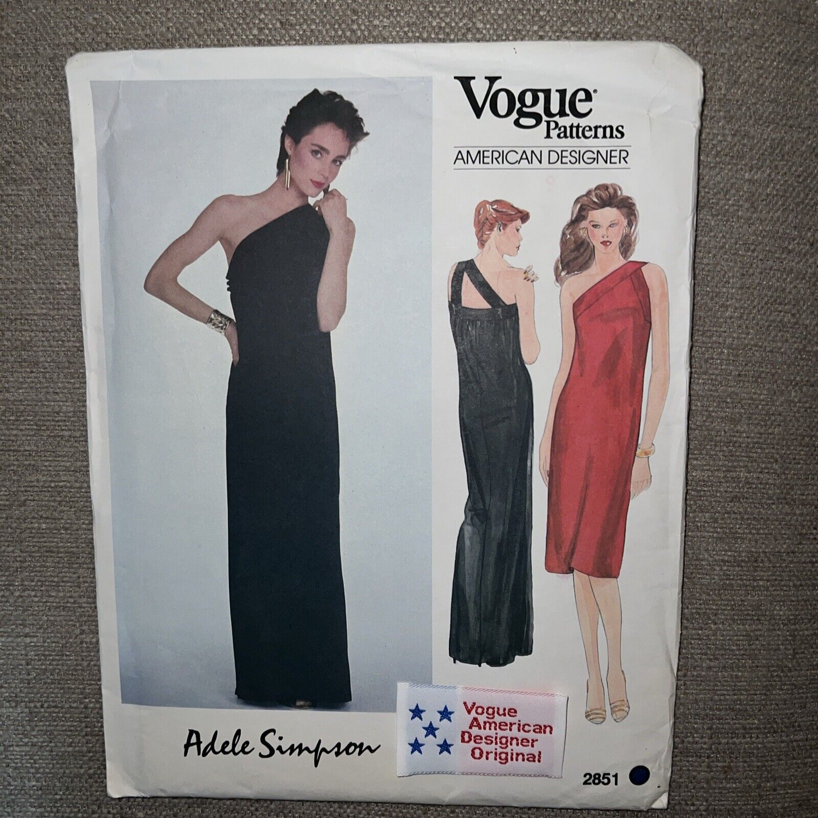 80s Vintage Sewing Pattern 2851 VOGUE AMERICAN DESIGNER Gown Dress Sz 16 = 12/14