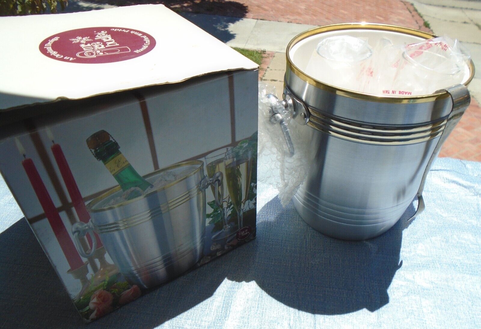 Mr Ice Bucket with Champagne Glasses In Original Box Vintage