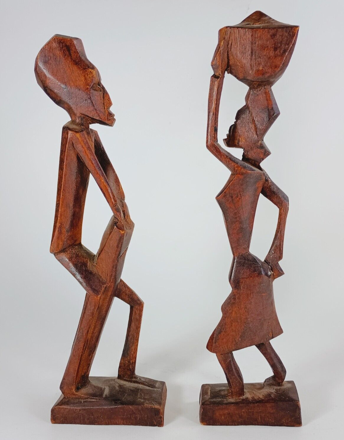 Set of Two Hand Carved  Wooden Trbal African Figures. 10\