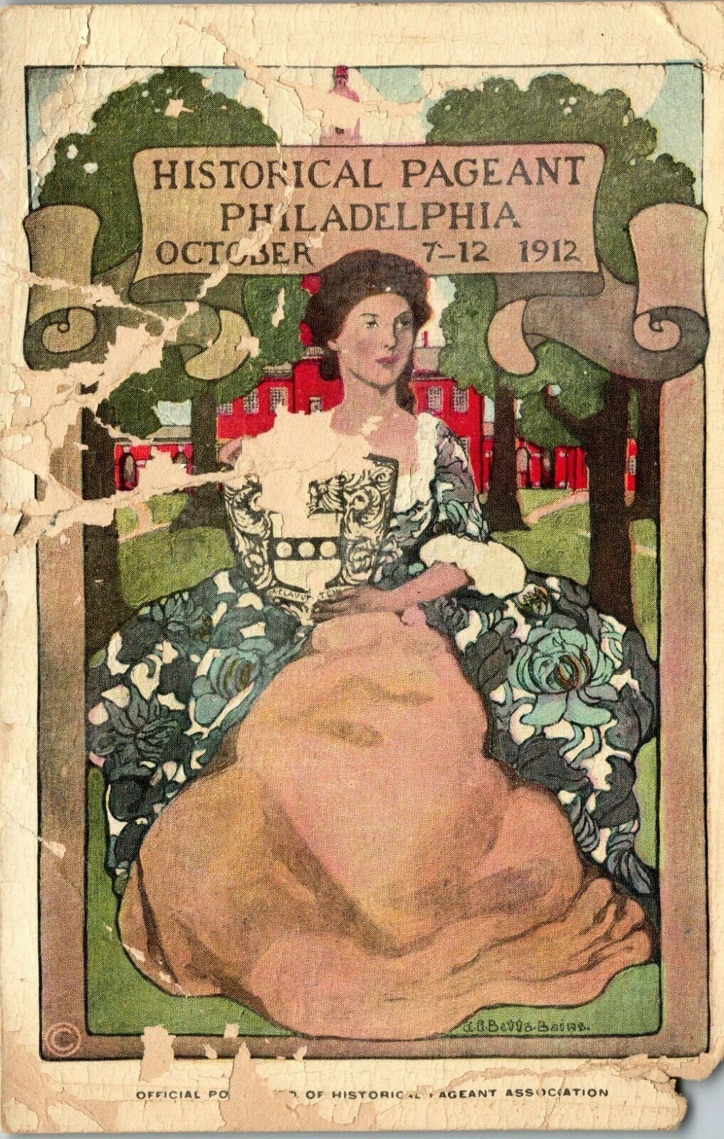Historical Pageant Philadelphia PA October 1912 Official Postcard Invite AA010