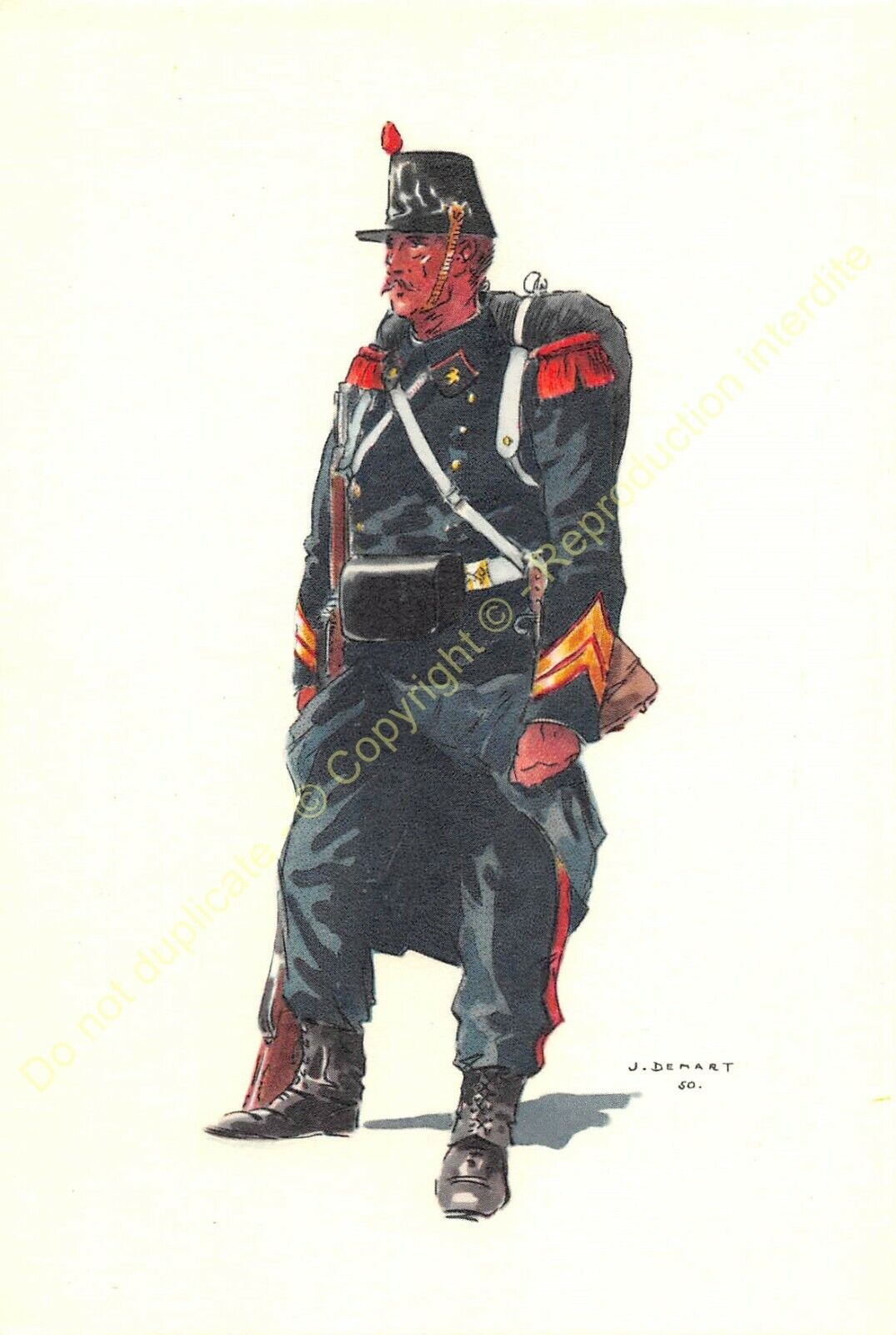 Illustration J.Demart Militaria Belgium Engineering Sergeant Major 1895